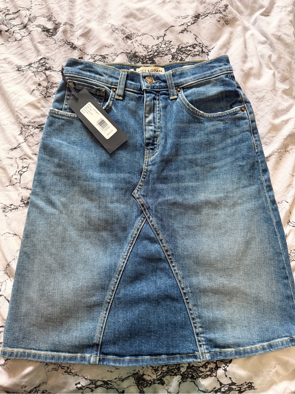 Nili Lotan Medium Blue Denim Skirt